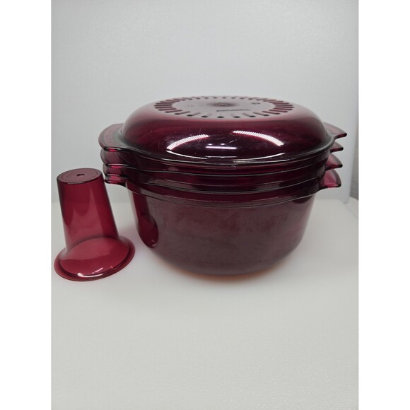 Tupperware TupperWave Microwave Stack Cooker 5 pc Cranberry - Picture 1 of 12